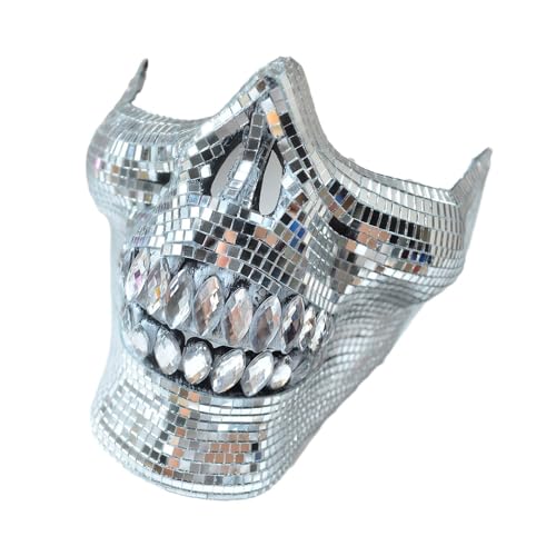 SELVFZ Aufsichtsfängeln Kristallschädel Halbe Gesichtsmaske Masquerade Maske Glas Textur Perfekt Für Festival Anlässe Und Tanzpartys SELVFZ Aufsichtsfängeln Kristallschädel Halbe Gesichtsmaske Masquerade Maske Glas Textur Perfekt Für Festival Anlässe Und Tanzpartys von SELVFZ