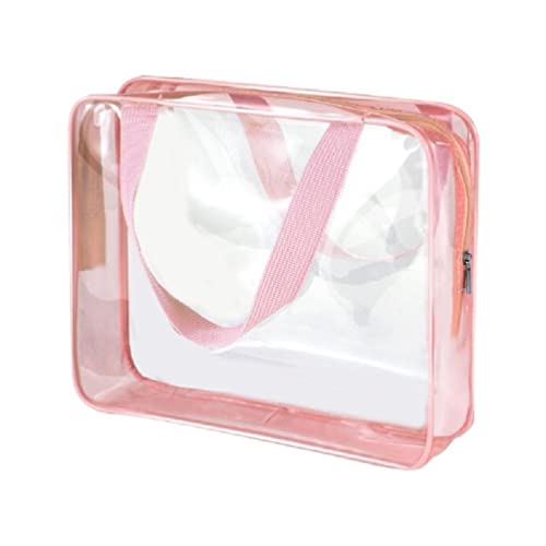 Große Kapazität Clear Reise Kulturbeutel Kosmetik Tasche Multifunktionale Make-up Taschen Transparent PVC Lagerung Clear Tote Taschen für Frauen Stadion, rose, single layer von SELiLe