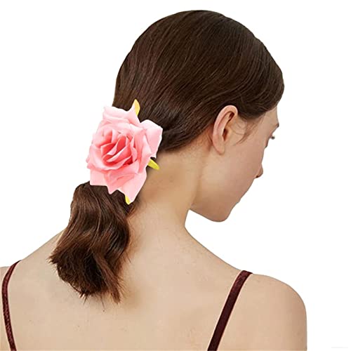 Haargummis mit Rosenblüten für Damen, Pferdeschwanz-Halter, Blumen-Haargummi, Haargummi, elastisches Band, Blumen-Haargummi von SELiLe