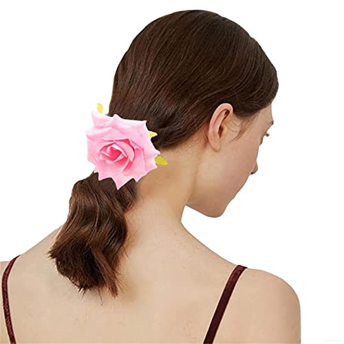 Haargummis mit Rosenblüten für Damen, Pferdeschwanz-Halter, Blumen-Haargummi, Haargummi, elastisches Band, Blumen-Haargummi von SELiLe