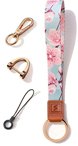 SENLLY Schlüsselband Wristlet Keychain Lanyard Strap Handschlaufe Schlüsselanhänger mit echtem Leder, für Schlüssel, Mobile Handys Telefon, Kamera, Charms von SENLLY