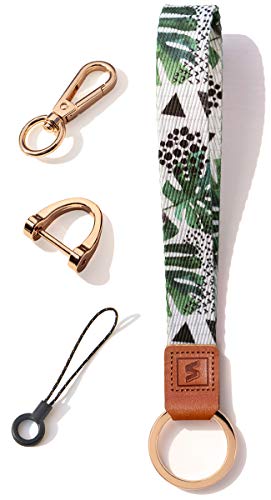 SENLLY Schlüsselband Wristlet Keychain Lanyard Strap Handschlaufe Schlüsselanhänger mit echtem Leder, für Schlüssel, Mobile Handys Telefon, Kamera, Charms von SENLLY