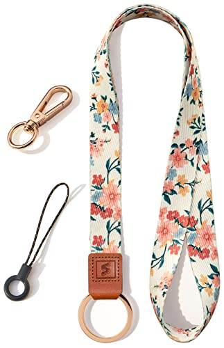 SENLLY Umhängeband Schlüsselband Neck Lanyard strip mit und echtem Leder, für Schlüssel, ID Badge Card Holder, Ausweishülle, Mobile Handys Telefon von SENLLY