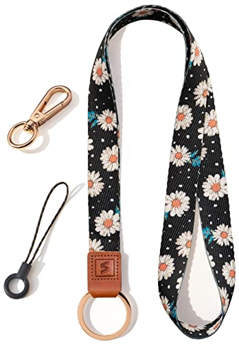 SENLLY Umhängeband Schlüsselband Neck Lanyard strip mit und echtem Leder, für Schlüssel, ID Badge Card Holder, Ausweishülle, Mobile Handys Telefon von SENLLY