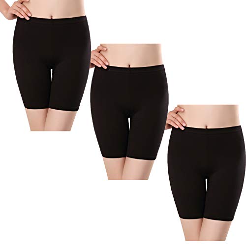 SEPMINDU Damen Slipshort Baumwolle Anti Chafing Langbeinige Schlüpfer Multipack Sicherheitsunterwäsche Boy Shorts Leggings für Unterkleider (3 * schwarz,M) von SEPMINDU