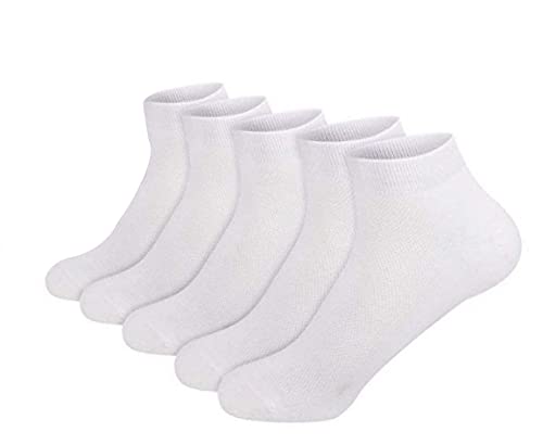 SERISIMPLE Frauen Ultra dünne Socken Bambus Low Cut No Show Belüftung niedrigen Knöchel Bogen Unterstützung Mesh Socken 5 Paare (as3, alpha, m, regular, regular, Weiß, 35-38) von SERISIMPLE