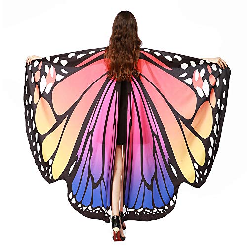 SERWOO Damen Schmetterling Kostüm Schmetterling Schal Flügel Tuch Schmetterlingsflügel Erwachsene Poncho Umhang für Party Weihnachten Kostüm Cosplay Karneval Fasching(168 * 135cm) von SERWOO