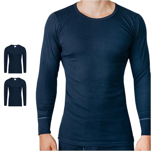 SES Shirt Langarm Herren 2er Pack Marine L/Feinripp Herren Shirt Langarm Set aus 100% Baumwolle/Langarm Shirts Herren als Unterhemd oder Schlafshirt Herren Langarm von SES