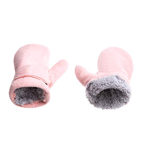 SEYUFN Winterhandschuhe für Babys, Futter aus Molton, für Kleinkinder, Jungen, warm, weich, für Babys, Mädchen, Handschuhe im Freien verstellbar (Rosa, L) von SEYUFN