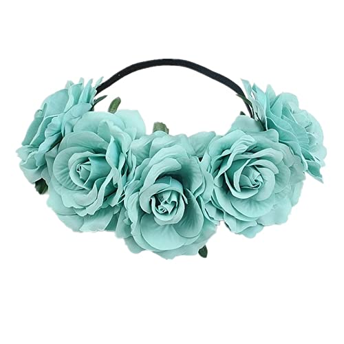 Stirnband Damen Böhmen Handgemachte Blumenstirnband Große Rose Blume Haare Kopf Zubehör Frauen Mädchen Bridemaids Kranz Party Haarschmuck Blumen-Nr. Stirnband (Size : 17) von SEvso