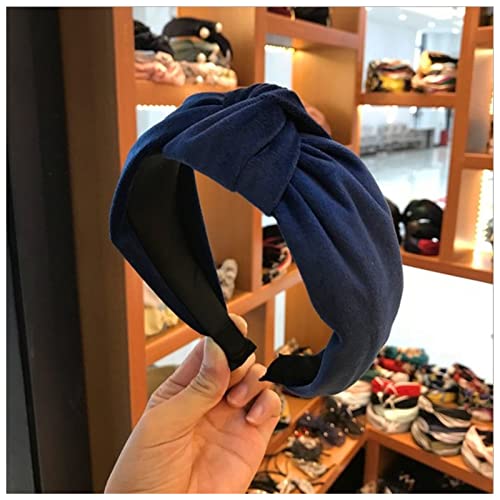 Stirnband Damen Boutique Hair Accessoires frauen samt mittel geknückte breite seite stirnband mode wild haarband waschen sport haarreifen heodebekleidung Stirnband (Size : Navy Blue) von SEvso