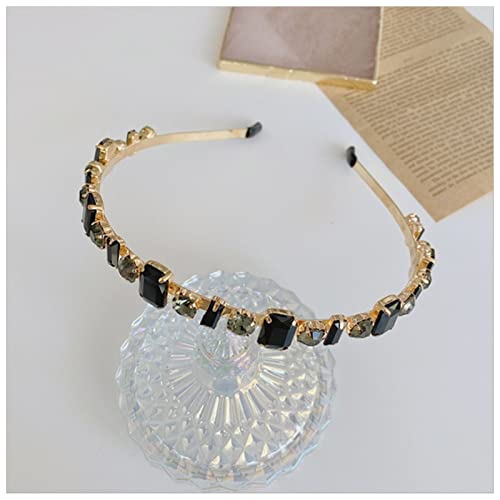 Stirnband Damen Mode Haarschmuck Frauen Vollrhinestone Stirnbänder Retro Legierung Dünne Seiten Haarband Vielseitig Süße Haarreifen Headwear Stirnband (Size : B black) von SEvso