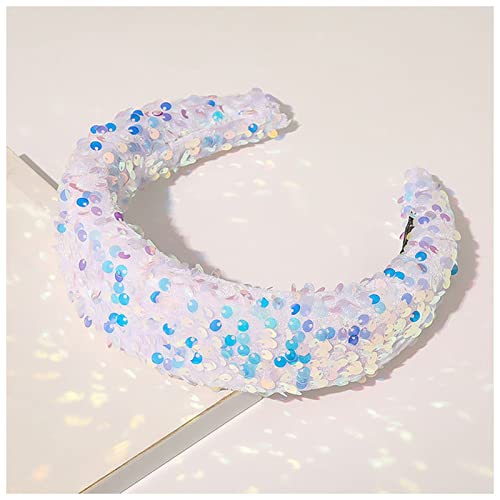 Stirnband Damen Mode Voller Pailletten Luxus Haarschmuck Haarbänder Sparkly Padded Stirnbänder Kopfschmuck Bunte Schwamm Hoop Frauen Stirnband Stirnband (Size : White) von SEvso