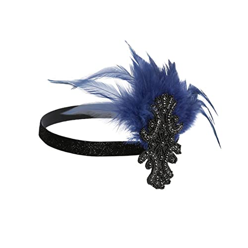 Stirnband Feder Ethnische stil schwarze feder haar ornament quaste kette stirnband vintage gatsby party headpiece frauen flinker feder kopf Feder Stirnband (Color : D, Size : Size fits all) von SEvso