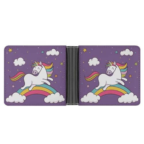 SFZPVMP Regenbogen Einhorn Mini Geldbörse Herren Damen Geldbeutel Klein Portemonnaie Mit Münzfach von SFZPVMP