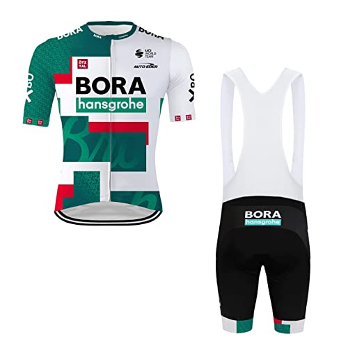 SGCIKER 2022 Herren Pro team BORA TDF Radtrikot Set, Kurzarm Fahrrad bekleidung Lätzchen Kurzsets Gel Pad（S von SGCIKER