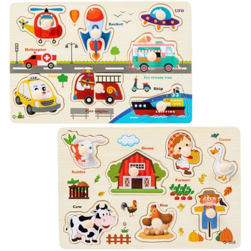 SGERUFZ 2pcs Holzpuzzle Steckpuzzle Holz für Junge und Mädchen 12-36 Monate, Montessori Spielzeug Holzspielzeug Baby, Kinder Greifpuzzle Ostern Geburtstag Geschenk SGERUFZ 2pcs Holzpuzzle Steckpuzzle Holz für Junge und Mädchen 12-36 Monate, Montessori Spielzeug Holzspielzeug Baby, Kinder Greifpuzzle Ostern Geburtstag Geschenk von SGERUFZ