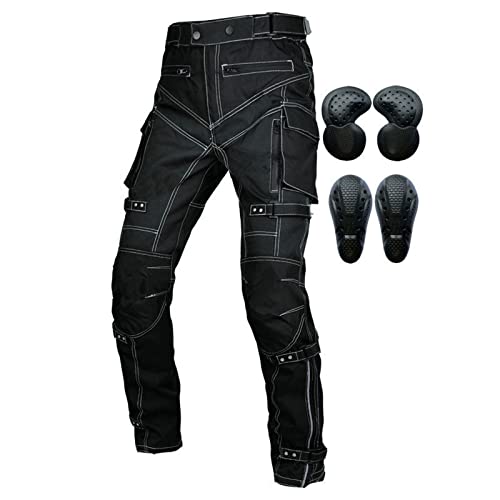 Herren Motorradhose,Wasserdicht Motorrad Biker Trousers Freizeit Hose Fahrrad Riding Schutzhose Jeans,Offroad Outdoor Hose Mit 4 Schutzausrüstung Knieschützer (A,XL) von SHAIYOU