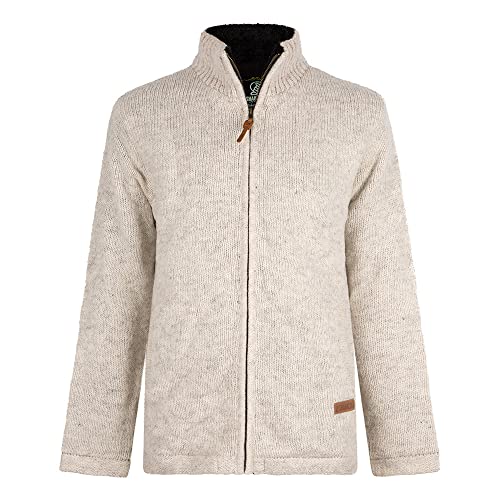 Herren Fleece gefütterte Strickjacke Reißverschluss Stehkragen Grobstrick Ebene Farbe Beige Strickpullover Zeitlose Wolljacke für alle Jahreszeiten, für drinnem & draußen.SHAKALOHA M Haddock. - XXL von SHAKALOHA LIFE IS FOR LIVING