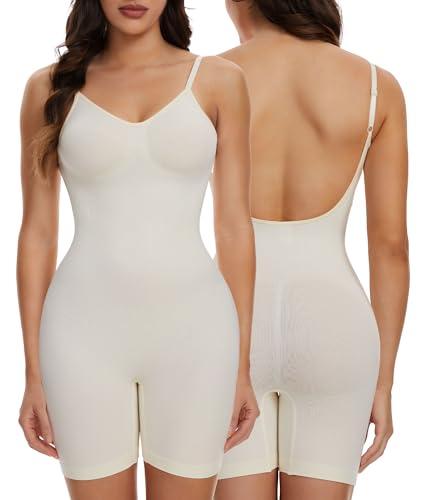 SHAPERIN Bodysuits Figurformender Shapewear Damen Rückenfrei Body Shaper Bauchweg Formend Miederbody Tummy Control Shape Up Full Body Women Beige 2XL von SHAPERIN