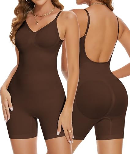 SHAPERIN Bodysuits Figurformender Shapewear Damen Rückenfrei Body Shaper Bauchweg Formend Miederbody Tummy Control Shape Up Full Body Women Braun M von SHAPERIN