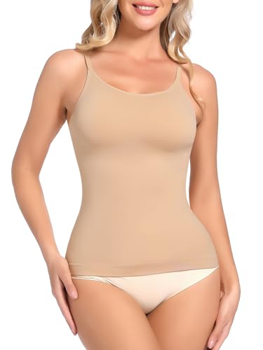 SHAPERIN Damen Shape Unterhemden Bauchweg Formende Top Nahtloser Body Shaper Hemdchen Ärmelloses Tank Top Figurformende Trägertop, Nude, XL von SHAPERIN