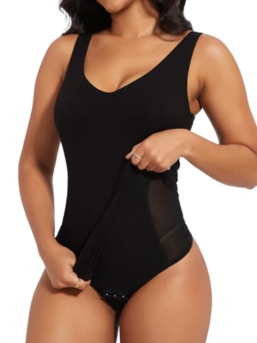 SHAPERIN Formende Bodysuit Damen Bauchweg Body Tanga Tank Top mit Integrierte Shapewear Tummy Control Miederbody, Schwarz, XL SHAPERIN Formende Bodysuit Damen Bauchweg Body Tanga Tank Top mit Integrierte Shapewear Tummy Control Miederbody, Schwarz, XL von SHAPERIN