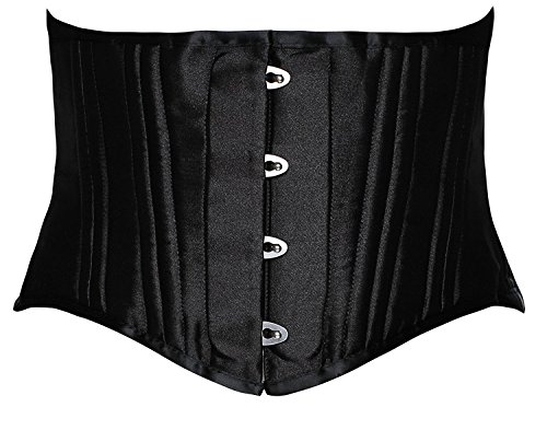 SHAPERX Damen 26 Stahl Gebohrt Korsett Unterbrust Lace-Up Kurzen Torso Shaper Korsage Heavy Duty Waist Cincher Corsage Top, UK-DT1934-Black-XL von SHAPERX