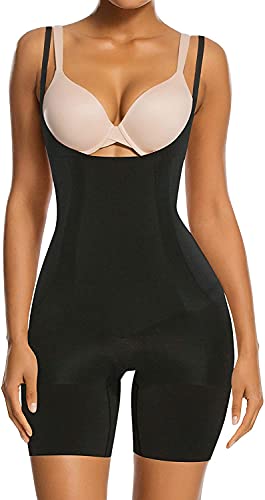 SHAPERX Damen Shapewear Bauchweg Bodysuit Fajas Colombianas Body Shaper Figurformender Formende Abnehmen Shaping Bodysuit, UK-SZ2490293-Black-S von SHAPERX