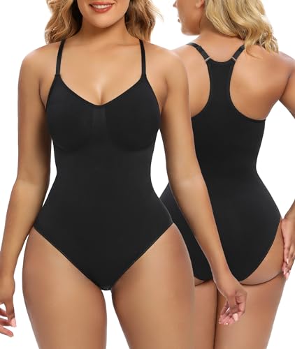 SHAPERX Shapewear Damen Bauchweg Bodysuit Formende Bodys Abnehmen Shaping Body suits Sculpting Shaper Racerback, UK-SZ5305-Black-4XL/5XL von SHAPERX