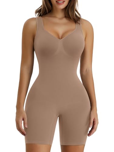 SHAPERX Shapewear Damen Bauchweg Stark Formend Body Shaper Overall-Shorts Abnehmen Shaping Bodysuit, UK-SZ5310-Sienna-L/XL von SHAPERX