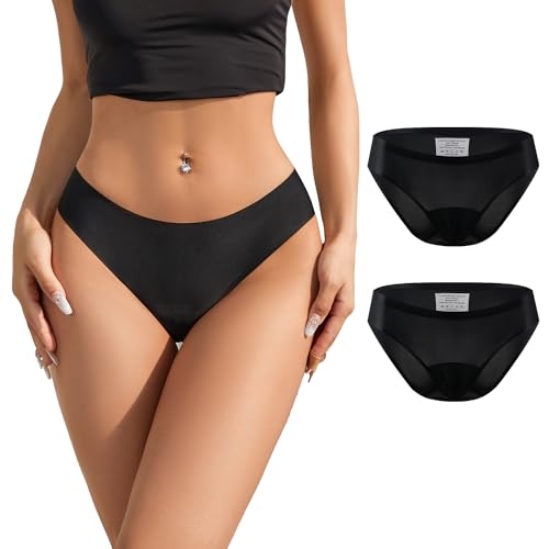 SHARICCA Perioden Bikinihosen für Damen Bikini Hose Period Swimwear Schwarze Bikini Slips Auslaufsichere Menstruations Badehose Periodenunterwäsche(Schwarz-2P02-New S) von SHARICCA