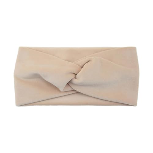 Stirnband Damen Winter Winter Kreuz Stirnbänder for Frauen Solide Haarband Elastische Sport Yoga Stirnband Headwear Mädchen Haarband Haar Zubehör (Color : Beige) von SHBHWS