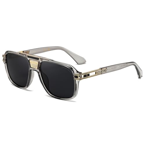 SHEEN KELLY Polarisierte Vintage-Sonnenbrille im Pilotenstil für Damen und Herren, Brillen im 70er-Jahre-Stil, Metalldekoration, gestaltete Farbtöne von SHEEN KELLY