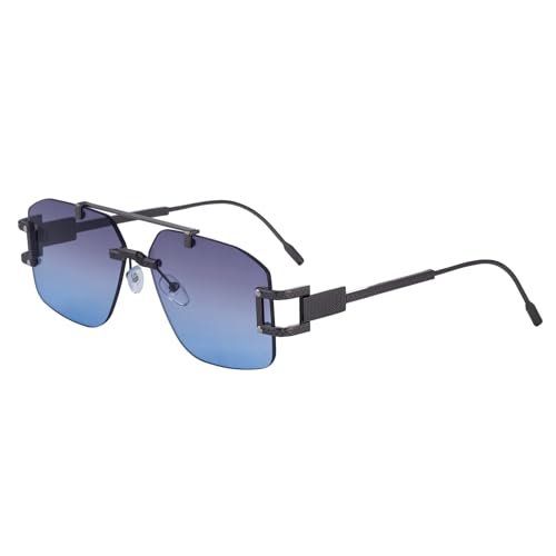 SHEEN KELLY Randlose Retro-Sonnenbrille für Herren Damen, Trendig, Quadratisch, Rahmenlos, mit Metallbügeln SHEEN KELLY Randlose Retro-Sonnenbrille für Herren Damen, Trendig, Quadratisch, Rahmenlos, mit Metallbügeln von SHEEN KELLY