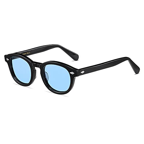 SHEEN KELLY Retro Hochauflösend ovale Sonnenbrille für Männer Frauen Piratenkapitän Johnny Depp Stil polarisierte Linse Acetat Material von SHEEN KELLY