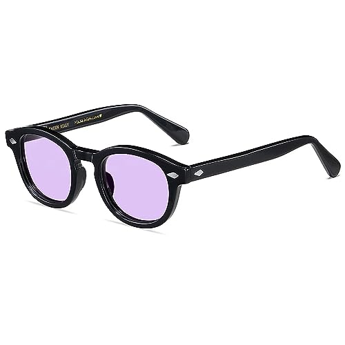 SHEEN KELLY Retro Hochauflösend ovale Sonnenbrille für Männer Frauen Piratenkapitän Johnny Depp Stil polarisierte Linse Acetat Material von SHEEN KELLY