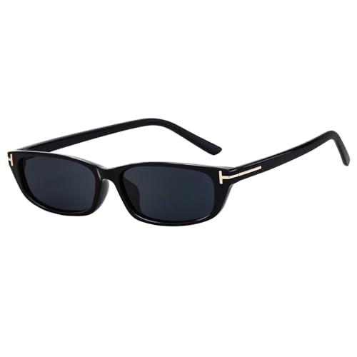 SHEEN KELLY Retro Ovale Sonnenbrille für Frauen Männer trendy schmale quadratische schwarz getönte Farbtöne 90er Brillen von SHEEN KELLY
