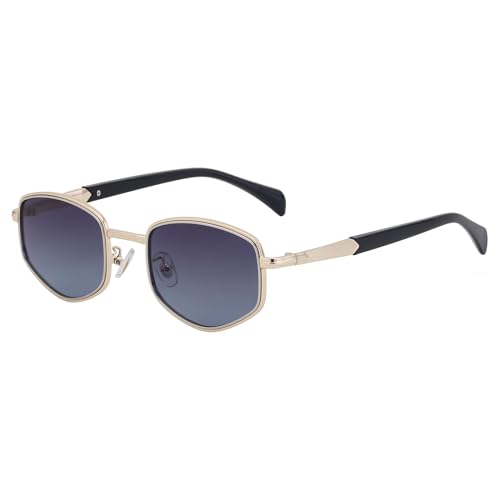 SHEEN KELLY Retro Pentagon Sonnenbrille Männer Frauen Trendy Square Metallrahmen Schwarz Gold Verlaufsglas Shades Brillen von SHEEN KELLY