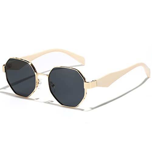 SHEEN KELLY Retro Polygon Sonnenbrille für Frauen Männer Outdoor Casual Brillen Metall Unregelmäßiger Rahmen von SHEEN KELLY