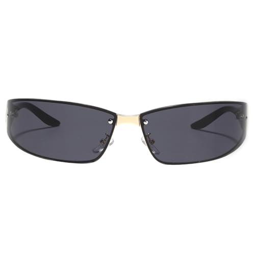 SHEEN KELLY Retro-Quadrat-Sonnenbrille für Herren und Damen, trendige futuristische umlaufende Metallrahmen-Sonnenbrille, Y2K-Brille von SHEEN KELLY