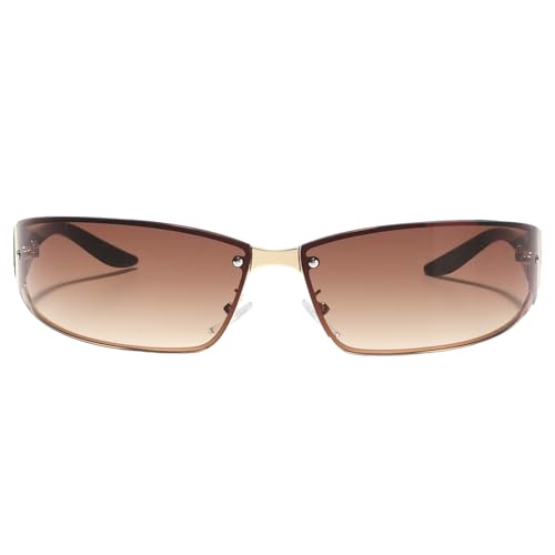 SHEEN KELLY Retro-Quadrat-Sonnenbrille für Herren und Damen, trendige futuristische umlaufende Metallrahmen-Sonnenbrille, Y2K-Brille von SHEEN KELLY