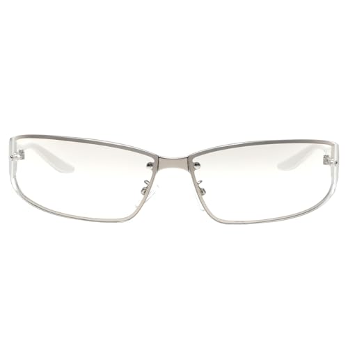 SHEEN KELLY Retro-Quadrat-Sonnenbrille für Herren und Damen, trendige futuristische umlaufende Metallrahmen-Sonnenbrille, Y2K-Brille von SHEEN KELLY