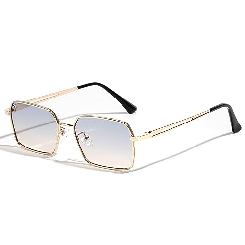 SHEEN KELLY Retro Quadratische Metall Sonnenbrille Männer Frauen Klassisch Trendy Sechseck Metall Kleines Gestell Schwarz Schattierungen Brille Brillen von SHEEN KELLY