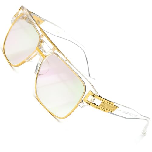 SHEEN KELLY Retro Übergroße Pilotensonnenbrille für Männer Frauen Gold Metallrahmen Quadratische Sonnenbrille von SHEEN KELLY