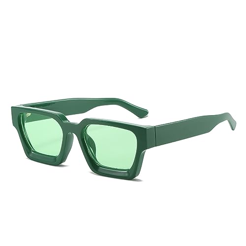 SHEEN KELLY Retro dicke rechteckige klobige Sonnenbrille für Damen Herren trendige klassische schmale quadratische schwarze Schildpatt-Rahmen Modebrille von SHEEN KELLY