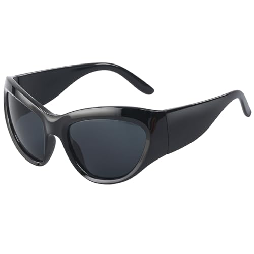 SHEEN KELLY Überdimensionale Vintage Wrap Around Sonnenbrille für Männer Silber verspiegelte Outdoor-Brille von SHEEN KELLY