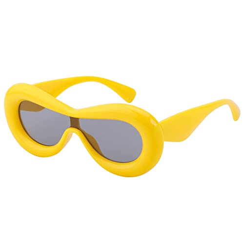 SHEEN KELLY Vintage Ovale Sonnenbrille Für Damen Und Herren übertriebener Airbag-Formrahmen Modische Und Neuartige Partybrillen von SHEEN KELLY