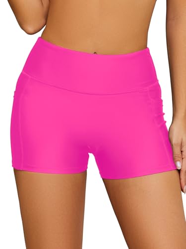 SHEKINI Damen Badeshorts Kurze Badehose Hohe Taille Bikini Hose Schnell Trocknendes Boardshorts Schwimmhose(Rosa,3XL SHEKINI Damen Badeshorts Kurze Badehose Hohe Taille Bikini Hose Schnell Trocknendes Boardshorts Schwimmhose(Rosa,3XL von SHEKINI