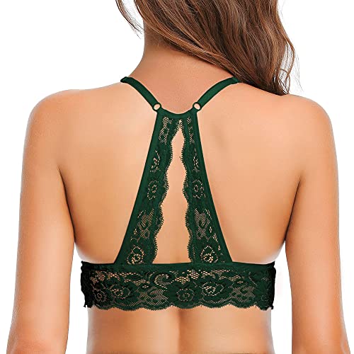 SHEKINI Bralette Damen Spitze BH ohne Bügel Triangel-BH mit Abnehmbare Gepolstert Bustier Racerback BH Sexy Unterwäsche von SHEKINI